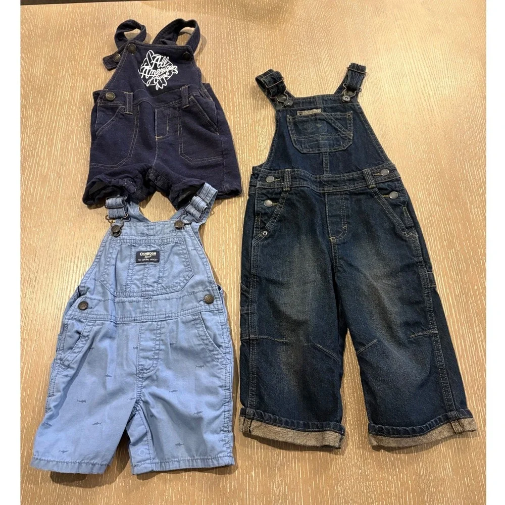 OshKosh B'gosh Genuine Kids Denim Overalls Toddler 18M Carpenter EUC